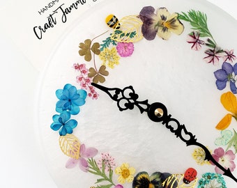 Flower Ring Wall Clock, Real Flower Decor, 18cm