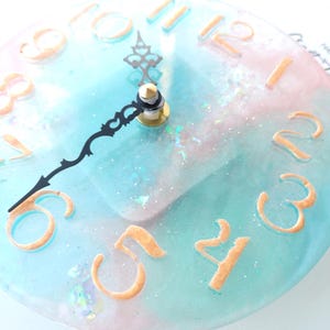 Pastel Paradise Small Wall Clock, Turquoise and Pink. 15cm