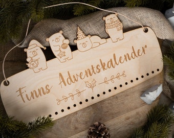 Personalisierter Adventskalender mit Name, Weihnachten, Adventskalender aus Holz, Advent, Säckchen, Adventskalender zum befüllen