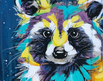Acrylic Raccoon Painting - Etsy