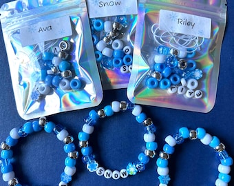 Frozen Snow Party Favors: DIY Bracelet and Keychain DIY Kits for Kids Winter Theme Party