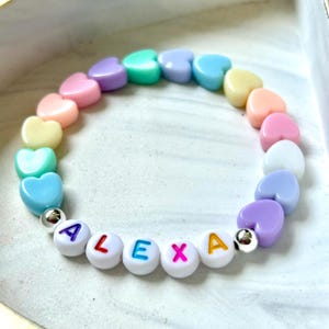 Toddler Girls Birthday Gift for Toddlers Rainbow Bracelet Gift With Name, Beaded Bracelet Letters, Colorful Bracelet For Toddlers Birthday