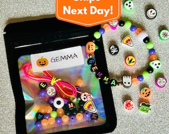 Halloween Party Favors For Kids,  Halloween Party Favor Treat Bags, Make your own name bracelet
