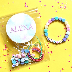Party Favor Bags For Girls Party, Beaded Name Bracelet Kit for Birthday, Kids Party Activity Student DIY Name Bracelet Party Favor Girls