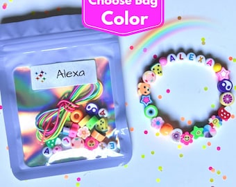 Customized girls party favors for Kids birthday Party, birthday favors with names, DIY bracelet kits for a party favors or classroom gifts