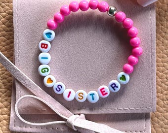 Big sister gift ideas-Big sister  bracelet-Sister Bracelet-Beaded Name Bracelet for Girls-Gift for Big Sister-Kids Personalized Jewelry
