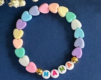 Rainbow Heart New Mom Bracelet, Heart Bracelets For Moms, Mom Jewelry With Hearts, Affordable Gifts For Mom, Mommy And Me Jewelry Bracelets