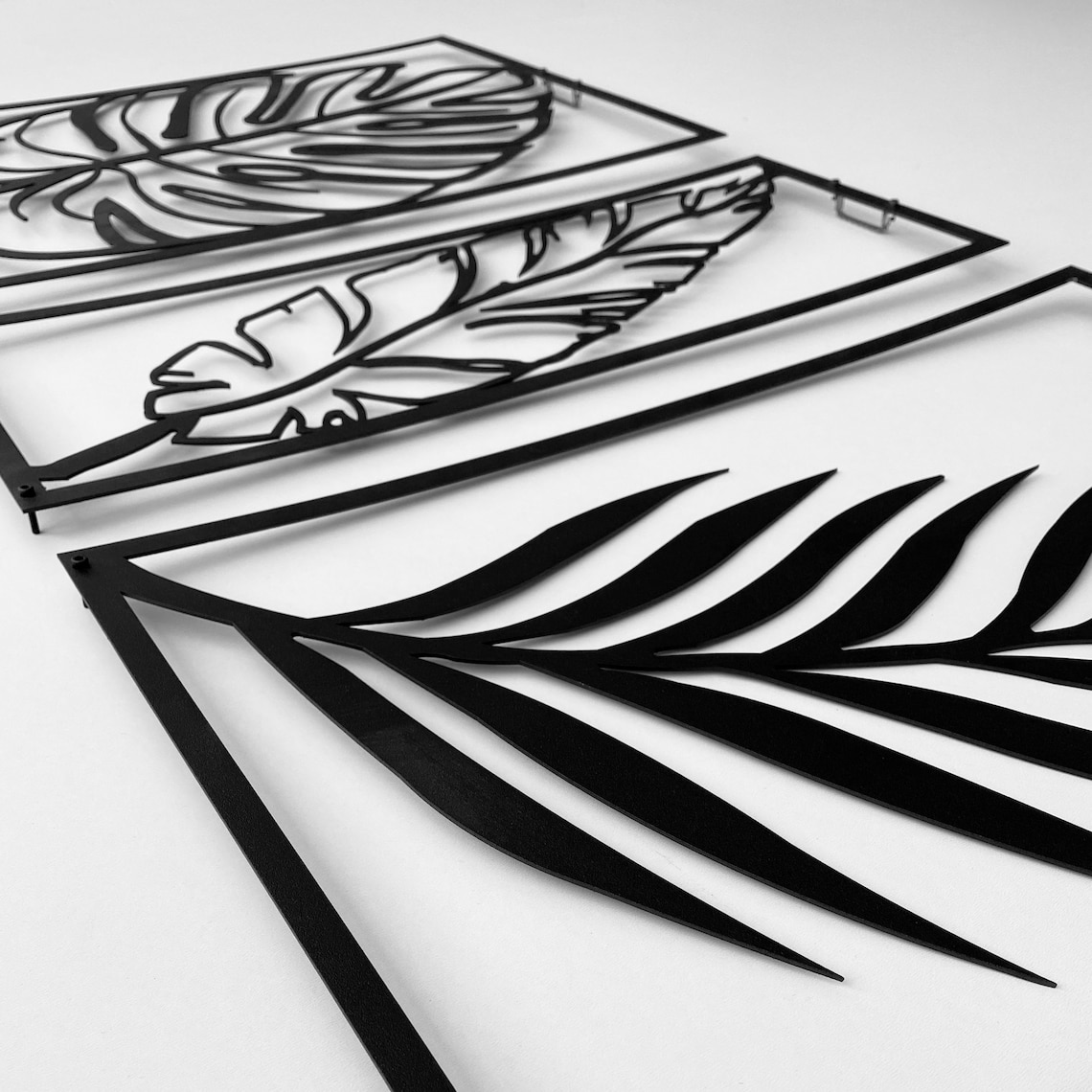 Leaf Metal Wall Art 3 Piece Metal Wall Decor Modern Wall Etsy