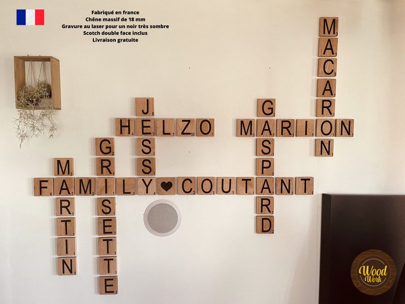 Les lettres scrables en chêne massif faites en France – Wood Work