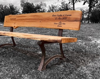 Banc Live Edge, Banc extérieur, Banc Chêne Massif, Banc Jardin,