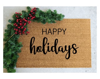 Holiday welcome doormat | Happy holidays doormat | Christmas decor | Merry Christmas | Christmas doormat | Cute Doormat | Home Doormat