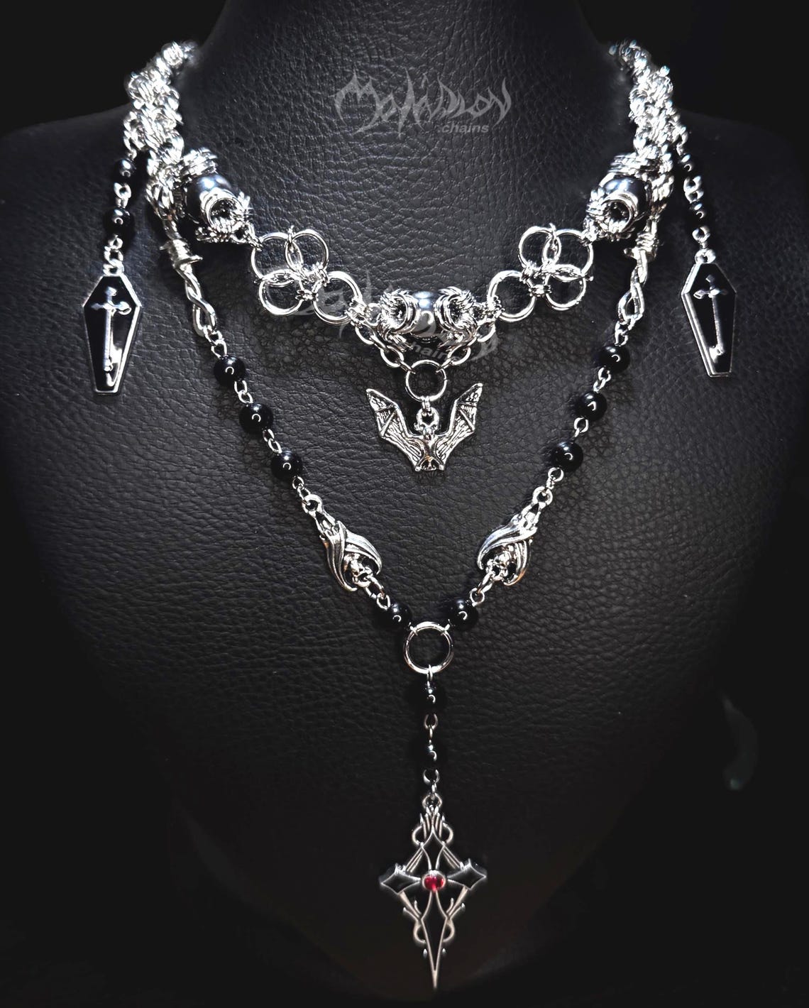 Malleus Maleficarum Chainmail Rosary Necklace – Gothic Bat Coffin ...