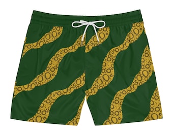 Donkergroene zwembroek met cheetah-patroon