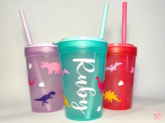 Kids Dinosaur Personalized Tumbler Cup With Straw and Lid, Customized for  Children, Toddler, Birthday Present, Gift 