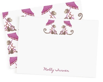 Singe imprimable avec carte de notes parapluie | Coffrets cadeaux de papeterie de luxe