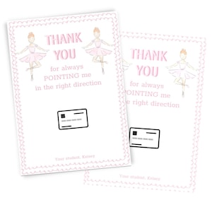 PRINTABLE Teacher Appreciation Gift | Dance Teacher Appreciation | Dancer Gift | Gift Card Holder | Gift For Teacher | Thank You Gift