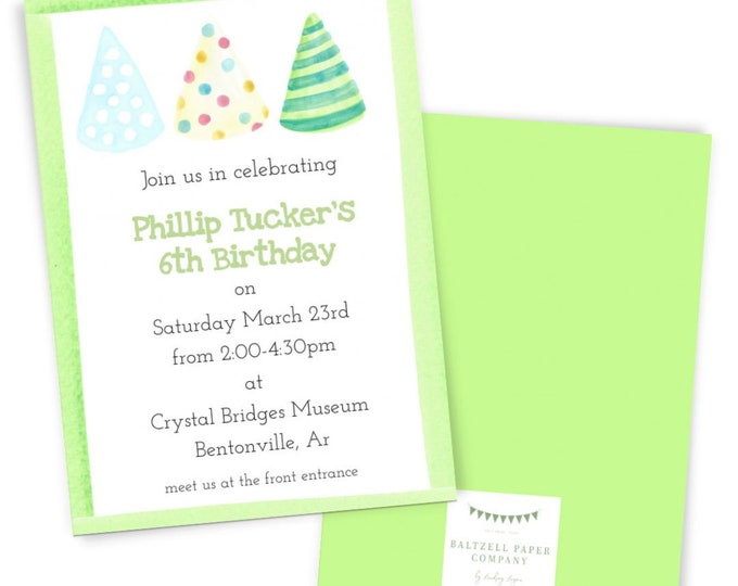 Print Out Birthday Invitations | Lime Green Party Hat | DIGITAL ...