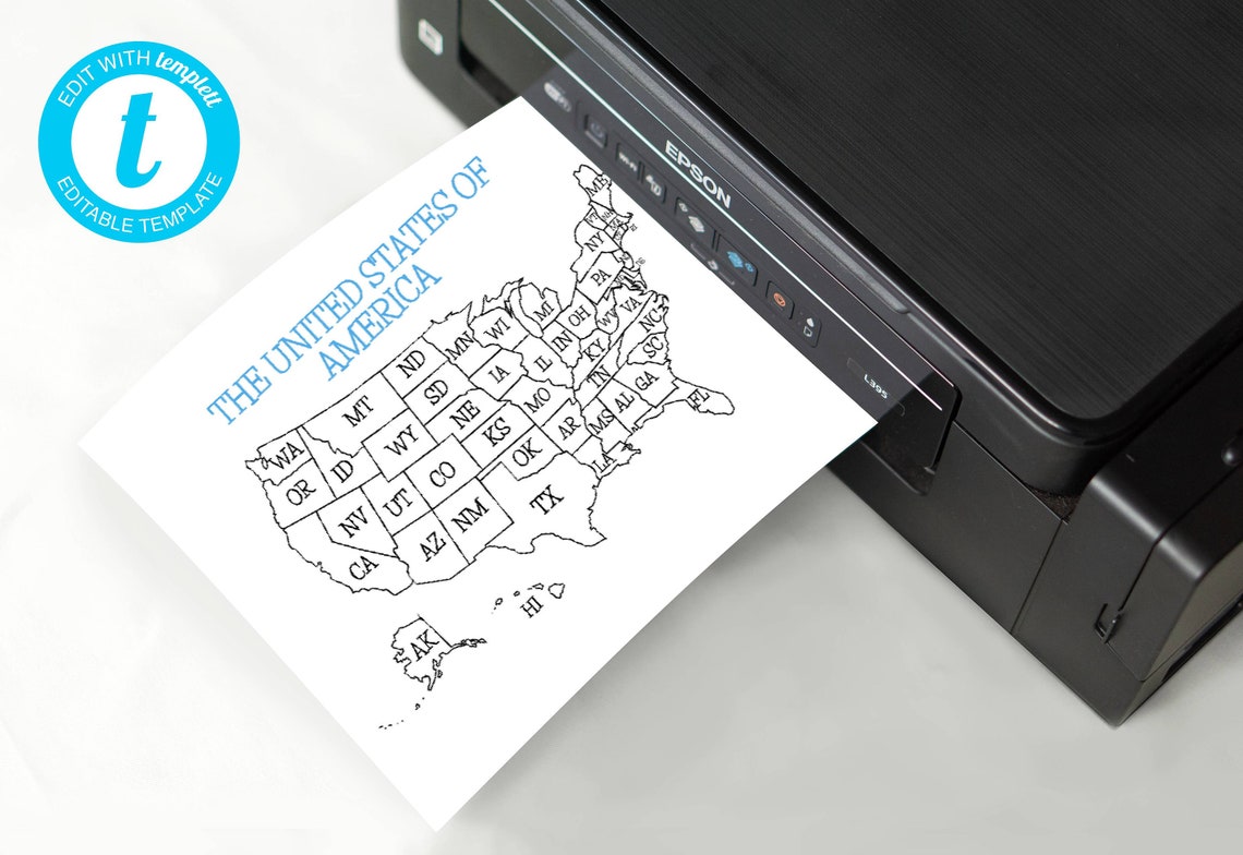 Printable US Map Coloring Page | Homeschool Coloring Sheet | US ...