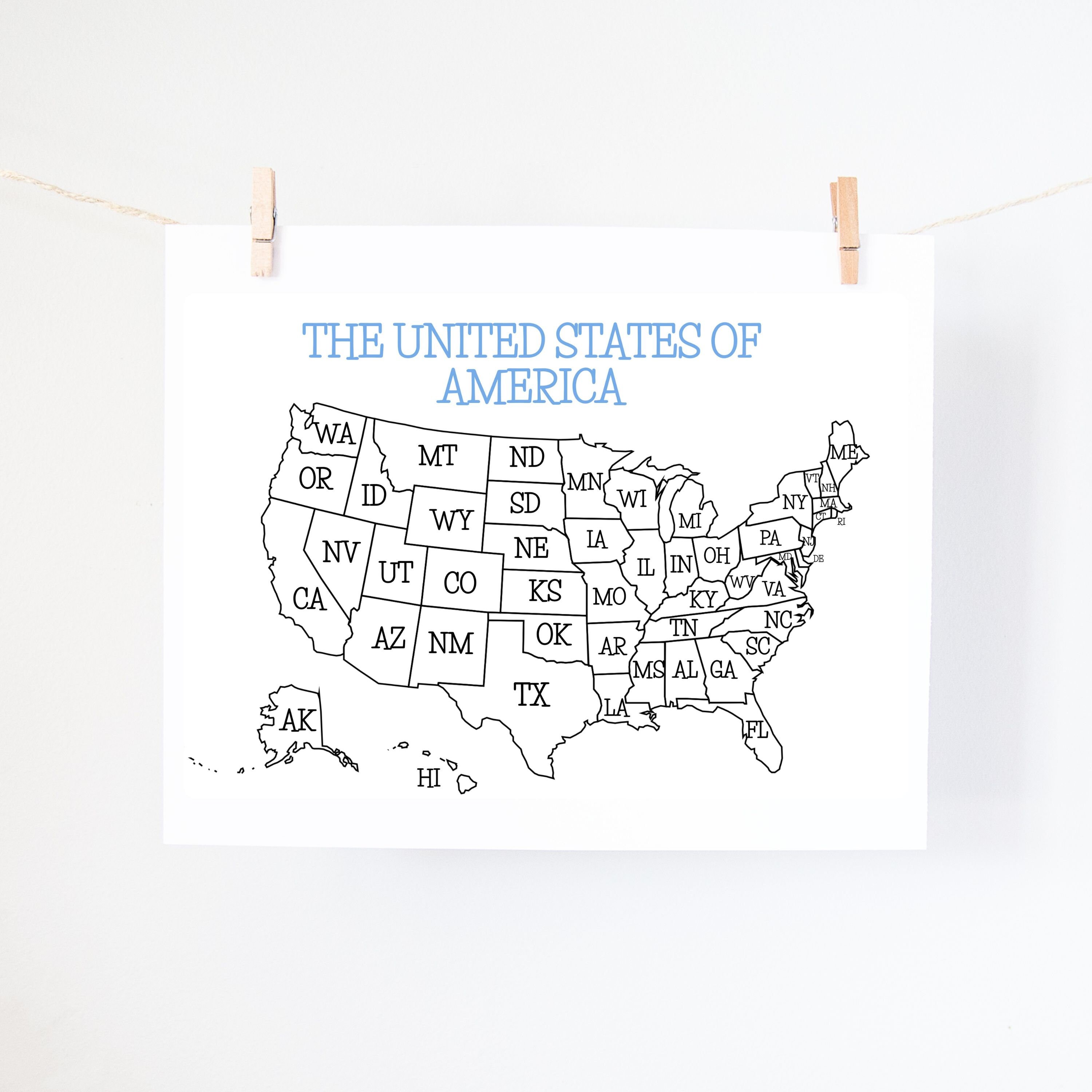 Printable US Map Coloring Page Homeschool Coloring Sheet US Printable US Map Coloring Page Homeschool Coloring Sheet US