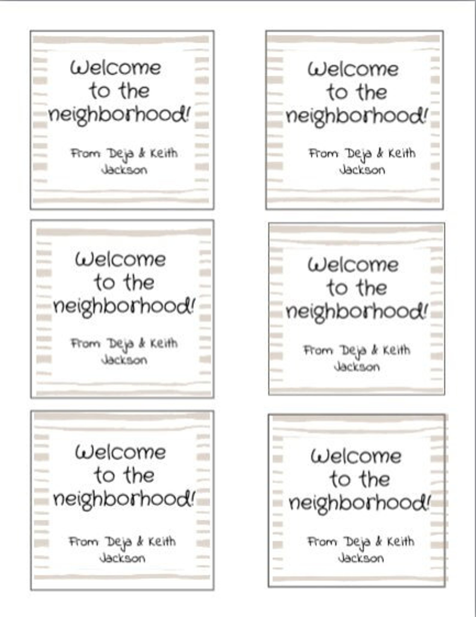 Printable Welcome to the Neighborhood Tag | Editable Text | Neutral ...