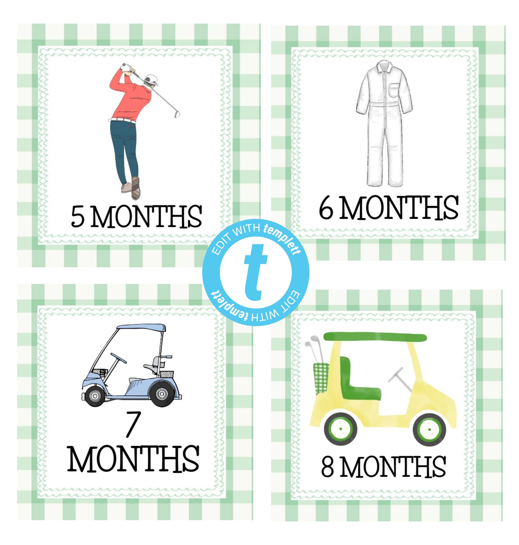 Golf Monthly Milestone Baby Printable Cards | INSTANT DOWNLOAD | Baby ...