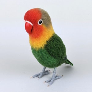 Needle Felted Fischer’s Lovebird – Whimsical Wool Bird Sculpture, One of a Kind Collectible