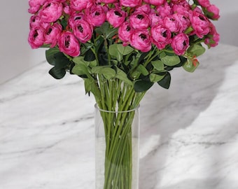 Hot Pink Ranunculus: Silk Wedding Table Centerpieces