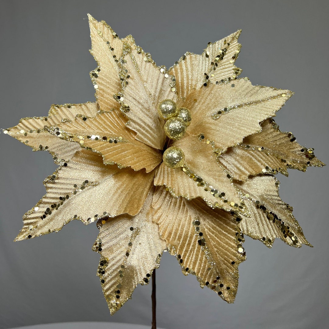 Large Velvet Christmas Poinsettia, Christmas Tree Decorations ...