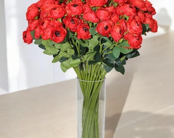 Red Silk Ranunculus: Wedding Table Centerpieces