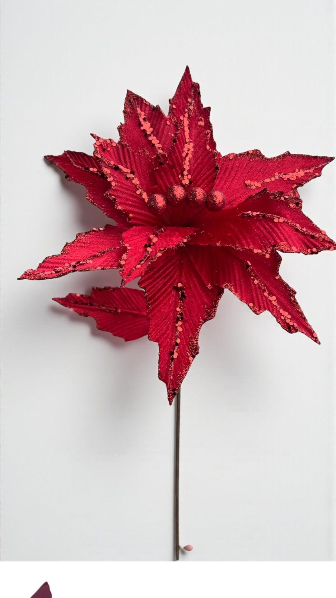 Red Glitter Edge Velvet Poinsettia 22"/holiday Decor/christmas ...