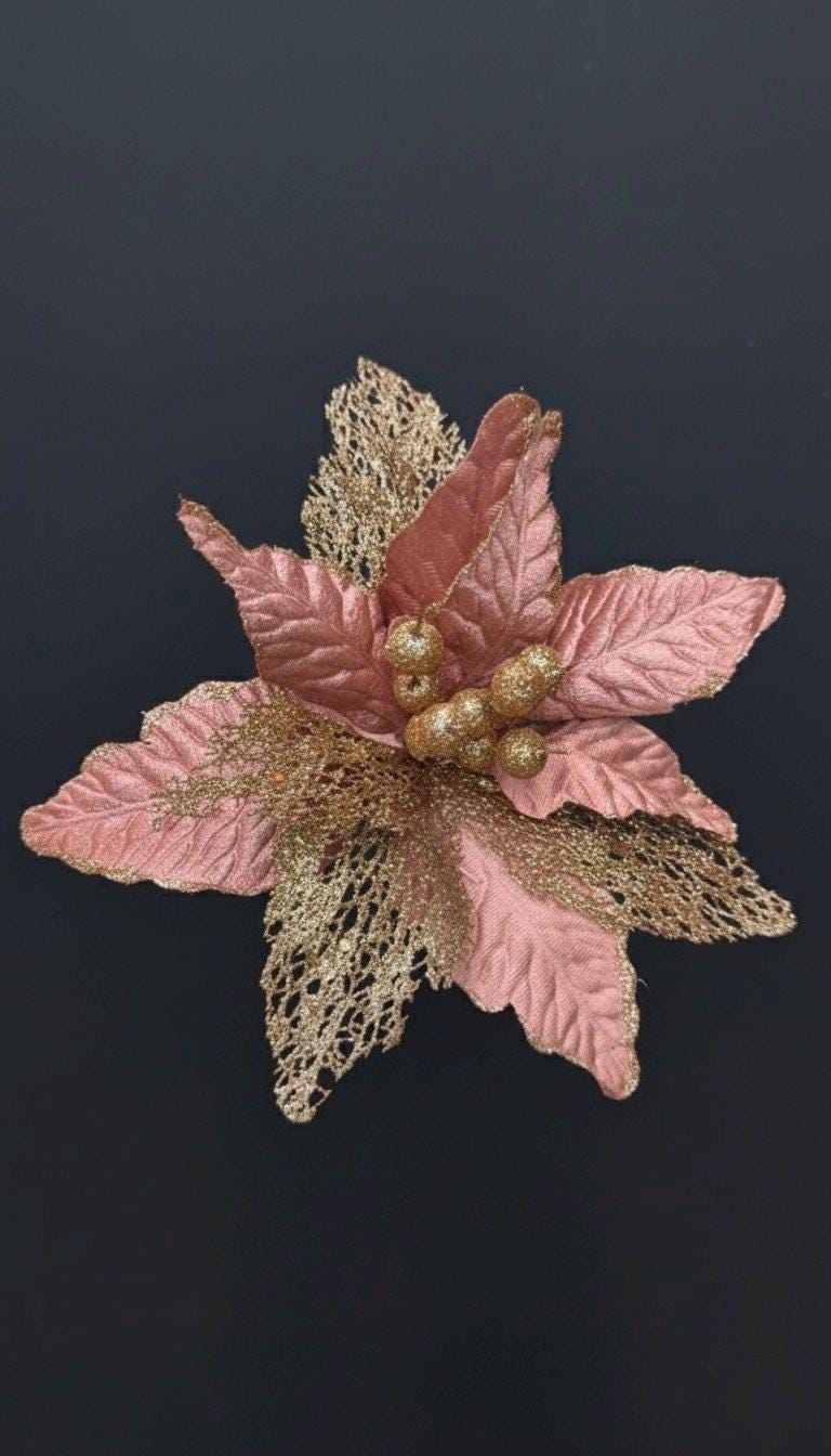 Rose Gold Velvet Poinsettia Flower, Christmas Holiday Decor - Etsy