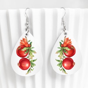 Pomegranate earrings, Fruit earrings, Cool earrings, Nature earrings with personalized gift box
