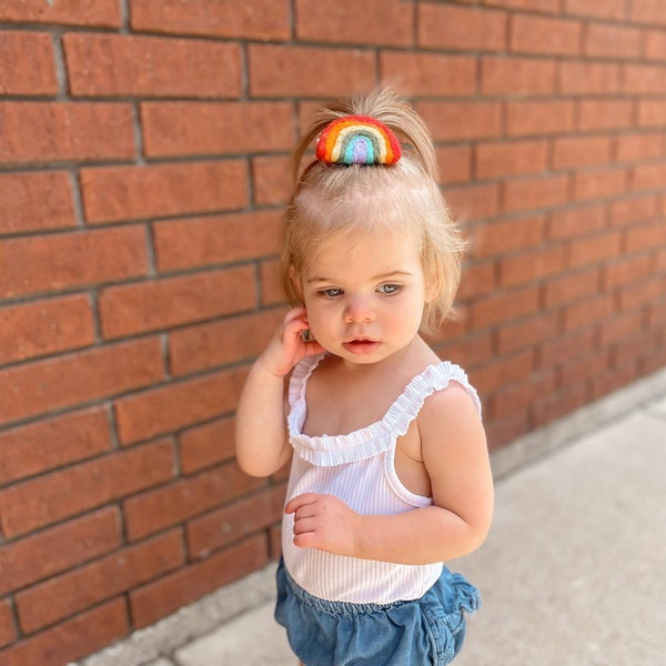 Rainbow Hair Clip, Rainbow Hair Bow, Rainbow Hair Accessories, Felt Hair Clip, Hair Clippies, Hair Bow Clips, Bows For Girls, Barrettes