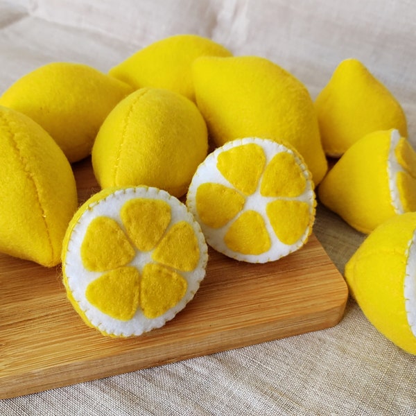 Felt Lemons 2 Styles Fabric Play Food Pretend Play Assorted Colors