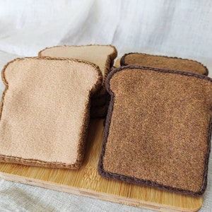 Felt Toast/ Bread Pretend Play Food Set 2 Colors Fabric Pretend Toy Kitchen