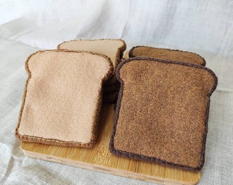 Felt Toast/ Bread Pretend Play Food Set 2 Colors Fabric Pretend Toy Kitchen