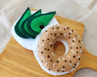 Felt Avocado Bagel Sandwich Set Play Food Set Fabric Pretend Kithchen/Bakery