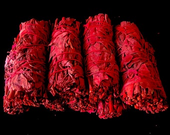 Dragon's Blood Sage White Sage 4" Smudge Stick al por mayor - Limpieza de aura - Curación energética - Salvia roja de alta calidad
