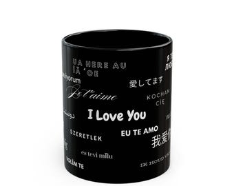 I love You Different in Languages Black Mug (11oz)