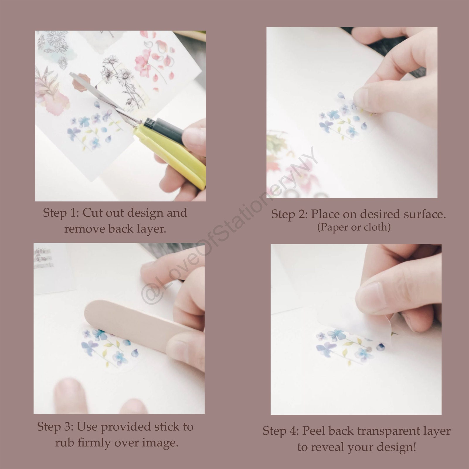 Watercolor Rub On Transfer Stickers Pet Rub On Transfer - Temu