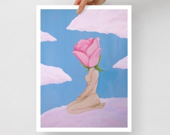 Original Print - Flower Woman Acrylic Painting