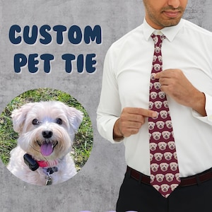 Custom Pet Neck Tie - Custom Pet Portrait, Pet Illustration, Custom Photo Tie, Personalized Necktie, Pet Lover Gift, Dog Cat Bunny Sketch