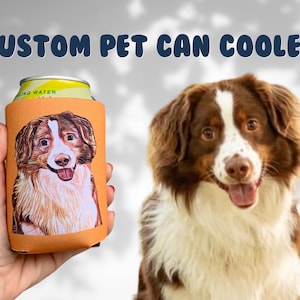 Custom Pet Can Cooler Custom Pet Portrait, Pet Illustration, Dog Can Cooler, Cat Can Cooler, Can Coolie, Can Holder, Custom Pet Drawing image 1