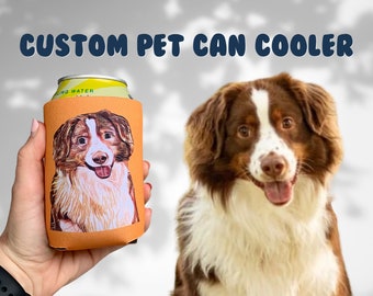 Custom Pet Can Cooler - Custom Pet Portrait, Pet Illustration, Dog Can Cooler, Cat Can Cooler, Can Coolie, Can Holder, Custom Pet Drawing