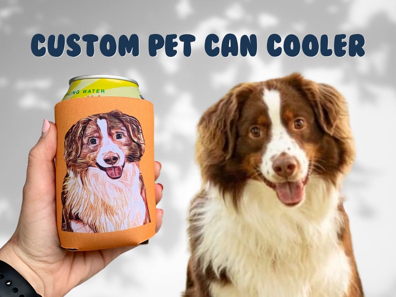 Custom Pet Can Cooler Custom Pet Portrait, Pet Illustration, Dog Can Cooler, Cat Can Cooler, Can Coolie, Can Holder, Custom Pet Drawing zdjęcie 1