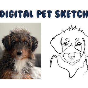 Digital Pet Outline (ONE LINE) - Custom Pet Illustration, Dog Cat Bunny Lizard Sketch, Pet Outline, Digital Pet Art, Custom Pet Drawing, SVG