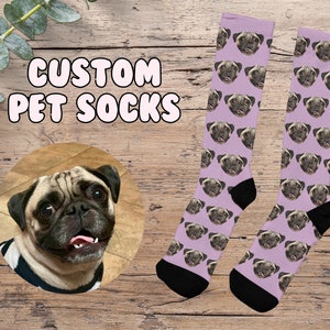 Custom Pet Socks - Custom Pet Portrait, Pet Illustration, Dog Socks, Cat Socks, Personalized Socks, Pet Lover Gift