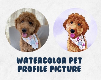 Watercolor Pet Portrait  - Dog, Cat, Bunny, Bearded Dragon Illustration, Custom Pet Art, Pet Profile Picture, Custom Pet Logo