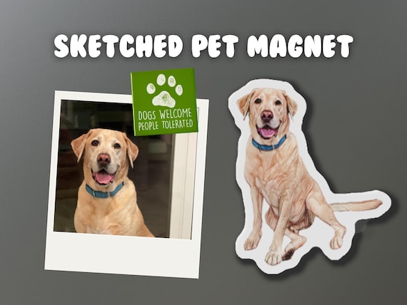 Custom Pet Magnet - Custom Pet Illustration, Pet Portrait, Pet Sketch, Dog Magnet, Cat Magnet, Custom Fridge Magnet, Custom Car Magnet