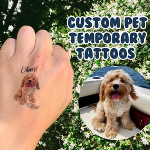 Custom Pet Wedding Temporary Tattoo - CHEERS! Pet Illustration, Dog Cat Wedding Art, Wedding Favor, Custom Pet Drawing, Party Pet Decoration